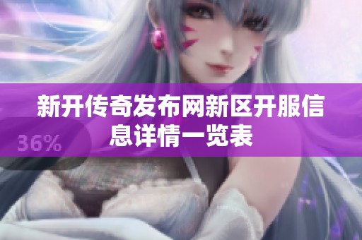 新开传奇发布网新区开服信息详情一览表