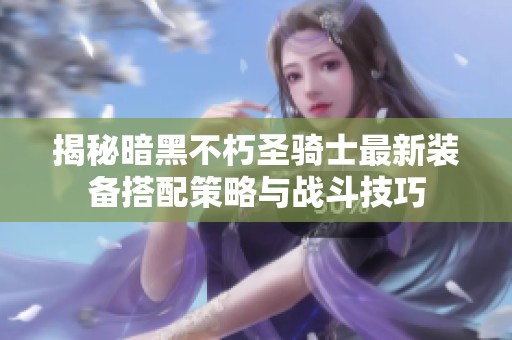 揭秘暗黑不朽圣骑士最新装备搭配策略与战斗技巧
