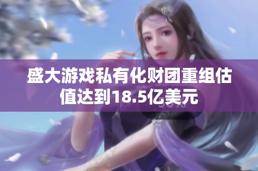 盛大游戏私有化财团重组估值达到18.5亿美元