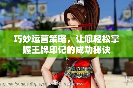 巧妙运营策略，让您轻松掌握王牌印记的成功秘诀