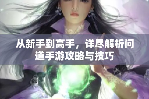 从新手到高手，详尽解析问道手游攻略与技巧