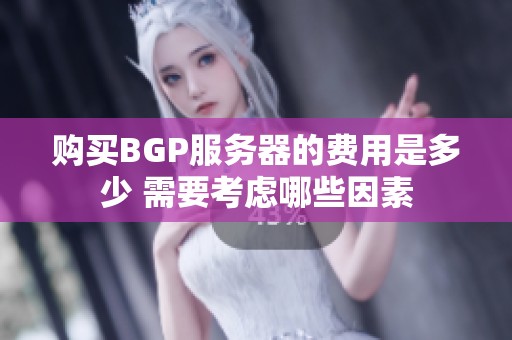 购买BGP服务器的费用是多少 需要考虑哪些因素