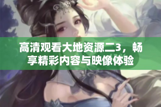 高清观看大地资源二3，畅享精彩内容与映像体验