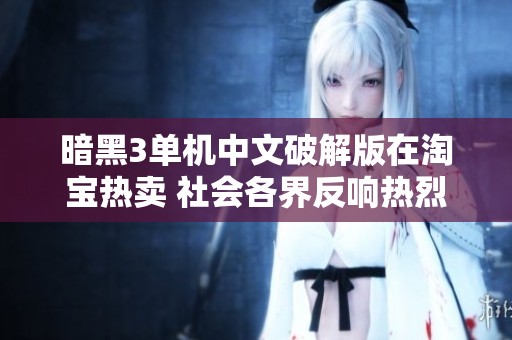 暗黑3单机中文破解版在淘宝热卖 社会各界反响热烈