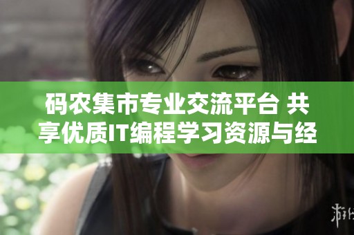 码农集市专业交流平台 共享优质IT编程学习资源与经验