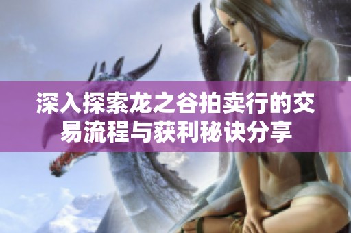 深入探索龙之谷拍卖行的交易流程与获利秘诀分享